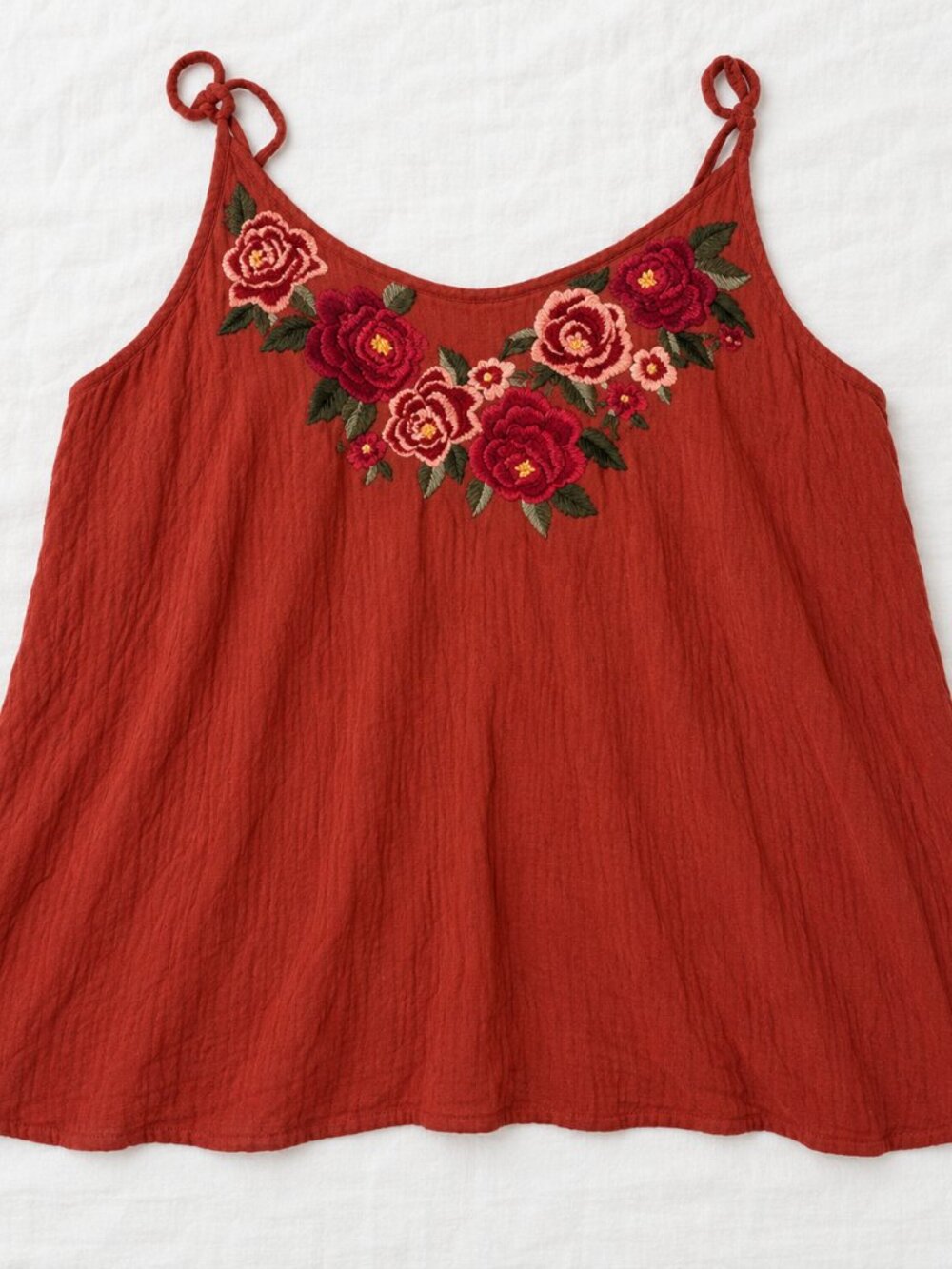 Torrid Size 2 2X Rust Floral Embroidered Swing Cami Boho Cottagecore